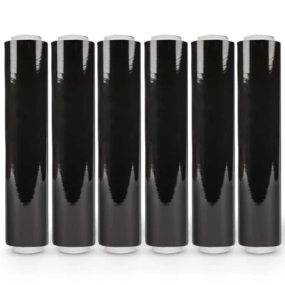 Image of G4Goods® Strong Durable Color Pallet Wrap Tear Resistant Stretch Shrink Film Water &amp; Moisture Proof High Quality Easy to Use. (6, Black Wrap, 400mm x 250m 20mu)