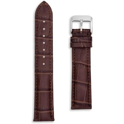 Image of Buckle &amp; Stitch Matte Calf Leather Crocodile Grain Watch Strap 20mm Brown Alligator Croc Print Band (20mm, Brown)