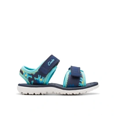 Image of Clarks Surfing Tide T Boys First Sandals 6 Navy Dino Print