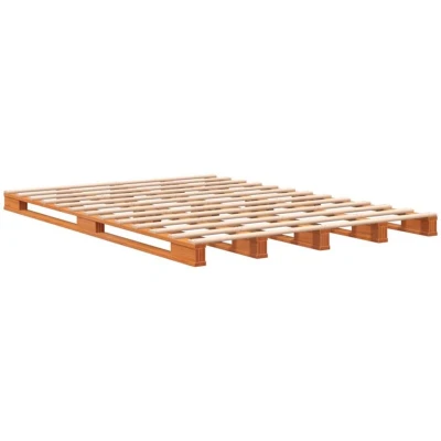 Image of vidaXL Pallet Bed Home Base Double Bedstead Solid Pine Wood, Wax Brown, 140x200 cm for Modern Bedroom