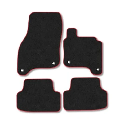 Image of Car Mats Compatible with VW E Golf (2014 2020) Tailored Fit Red Carpet Floor Set Accessory Custom 4 Pieces Anti Slip Backing &amp; Binding Trim Edge