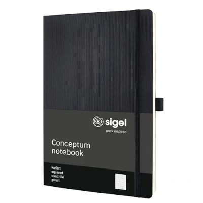 Image of SIGEL CO310 Premium Notebook squaRed, A4, softcover, Black Conceptum