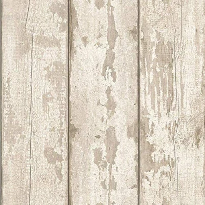 Image of Arthouse White Washed Wood Wallpaper Panel Effect Natural Weathered Photographic Style Realistic 694700, White/Brown, Full Roll