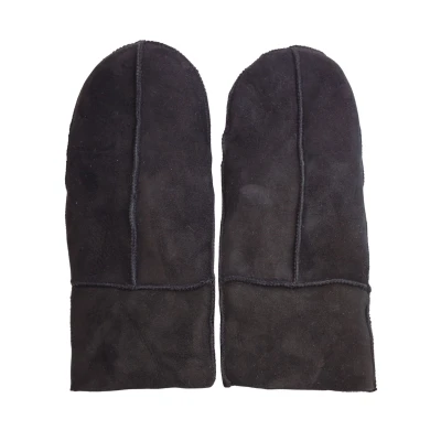 Image of Infinity Leather Womens Black Genuine Real Sheepskin Suede Mittens Warm Gloves
