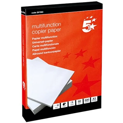 Image of 5 Star Office Copier Paper Multifunctional Ream Wrapped 80gsm A3 White [500 Sheets]