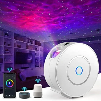 Image of Immver Galaxy Star Projector, Smart WiFi App/Voice Control, 3D LED Projector Night Light with Nebula, Compatible Google Assistant, RGB Dimmable, Timing, for Kids Bedroom Party Decor