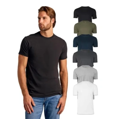 Image of True Classic Men&#039;s Crew Neck Short Sleeve T Shirt, 6 Pack Staple, S