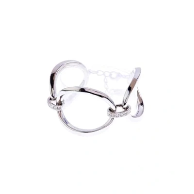 Image of Karen Millen Oversized Chain Bracelet For Women (Silver/Crystal)