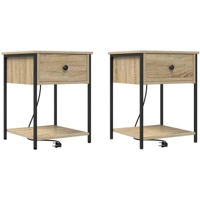 Image of vidaXL Bedside Cabinets with Drawer 2 pcs Sonoma oak 42 x 41 56 cm