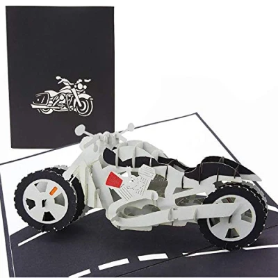 Image of PopLife Motorcycle Pop up Card for All Occasions Happy Birthday, Graduation, Congratulations, Retirement, Anniversary, Fathers Day Over The Hill, Bike Model Collectors Folds Flat Mailing