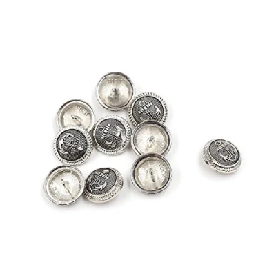 Image of Pack of 10 Vintage Style Antique Anchor Metal Shank Buttons Outerwear Button Silver Buckle