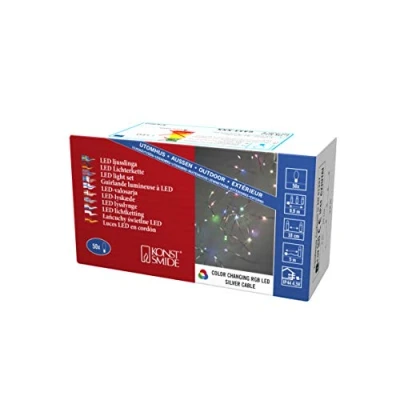 Image of Konstsmide Christmas LED Naked Pin Chain Use (IP44)/50 RGB Static and Fast Colour Changing Diodes/4.5V Indoor Transformer (IP20)/Silver Wire String Lights, 3.6 W, Multi