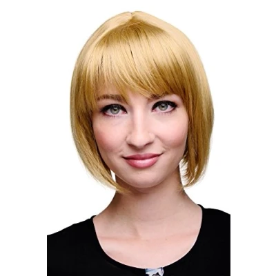 Image of Wig ME UP Lady Quality Short Page Bob Fringe Bangs Darker Gold Blond 703 24B