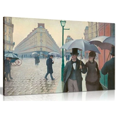 Image of Paris Street Rainy Day Gustave Caillebotte Canvas Wall Art Picture Print (36x24in)