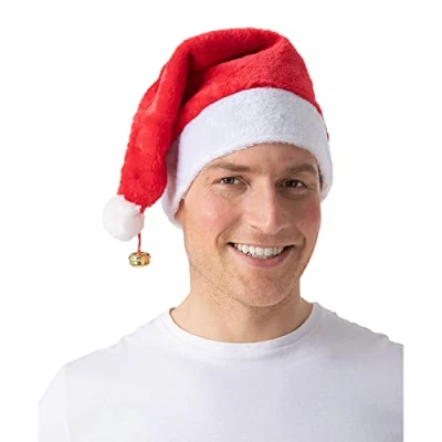 Image of Wicked Costumes Adult Deluxe Santa Hat With Bell