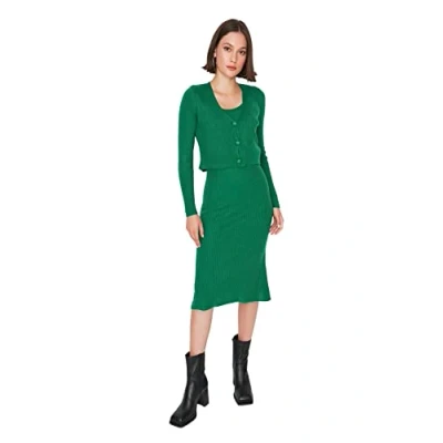 Image of Trendyol Women Maxi Bodycon Slim fit Knitwear Dress Grün