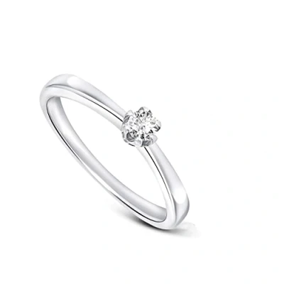 Image of MIORE diamond solitaire 6 prong engagement ring in 9 kt 375 white gold with brilliant cut of 0.09 ct