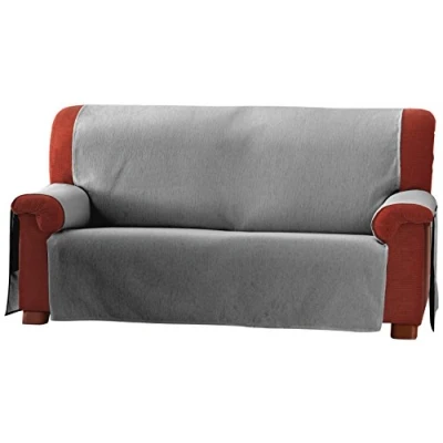 Image of Eysa Zoco Non Elastic Sofa Cover, Chenille, Grey, 2 Seaters