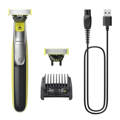 Image of Philips OneBlade 360 Face, Authentic Hybrid Electric Beard Trimmer &amp; Shaver with Blade Innovation. Incl. 1x Blade, 1 x Extra (8 Month Supply), 5 in Adjustable Comb, Model QP2734/30