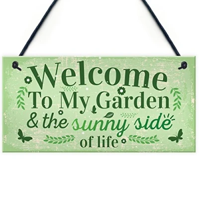 Image of RED OCEAN Welcome To My Garden Plaque Outdoor Shed Summer House Sign Novelty Chic Decor Friendship Gift