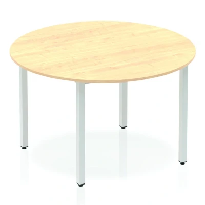 Image of Impulse 1200mm Round Table Maple Top Silver Box Frame Leg