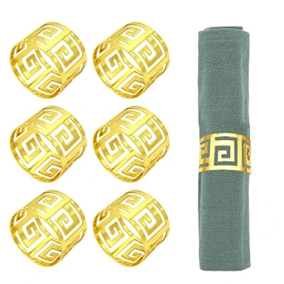 Image of Napkin Rings, Pack of 6 Metal Holders Buckles Gold Rings for Christmas, Thanksgiving, Wedding, Party, Dinner, Table Decoration