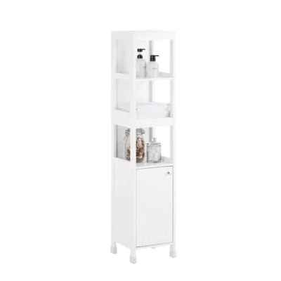 Image of SoBuy Bathroom Tall Cabinet Storage with 3 Shelves and 1 Door White W30 x D30 H144cm BZR187 W