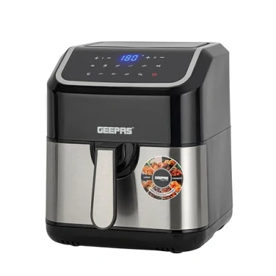 Image of Geepas Vortex 5L Digital Air Fryer 10 in 1 Convection with LED Touchscreen, 60 Minutes Timer &amp; Non Stick Basket Oil Free Toaster Oven 2 Years Warranty