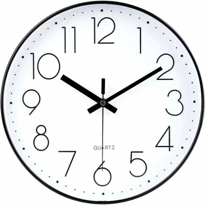 Image of Horloge Noir 30cm Murale Moderne Silencieuse Non Tic Tac À Quartz Piles Décoratif Ronde pour Bureau Salle De Classe École