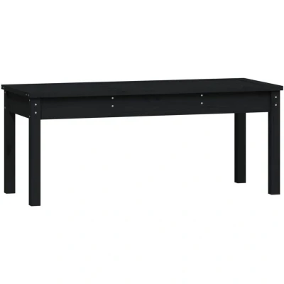 Image of vidaXL Garden Bench in Solid Pine Wood with Slatted Design, Outdoor Patio Furniture, Black, 109x44x45 cm