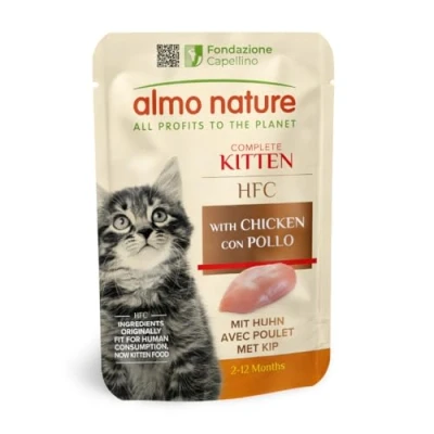 Image of almo nature HFC Cuisine Kitten Wet Food Pouch with Chicken (Pack of 24 x55g)
