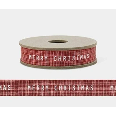 Image of EAST of INDIA RED Merry Christmas Quality Ribbon 3mts roll