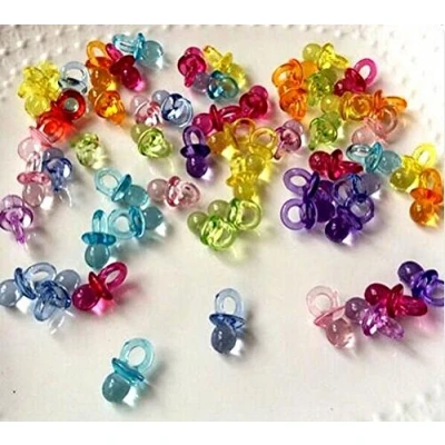 Image of CHSYOO 100 x Mini Deco Pacifier Set, Confetti Table Decoration Streudeko Giveaway Gift for Christening Babyshower Baby Shower Wedding Birthday Kids Party, multicolour