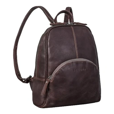 Image of STILORD &#039;Margot&#039; Daypack Women Leather Small Vintage Backpack Purse for Ladies Anti Theft Rucksack Shoulder Bag Trips and City Genuine Leather, Colour:torres brown