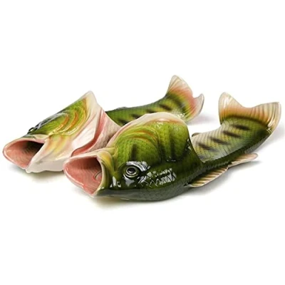 Image of Uniqstore Sandals Tricky Fish Slippers Creative Style Beach Shoes Simulation for Men Boy Green EU39 40