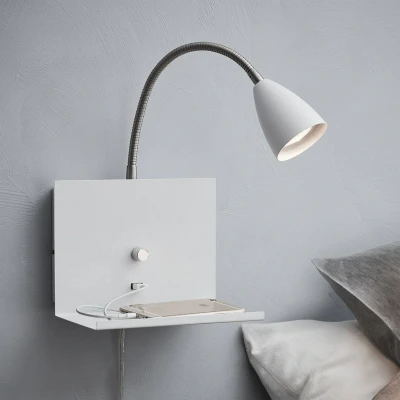 Image of Markslöjd Logi wall light with shelf, white