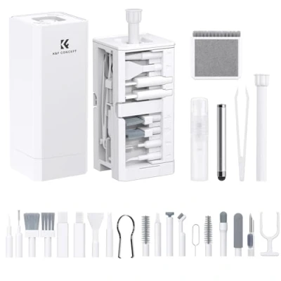 Image of K&amp;F Concept 32 in 1 Keyboard Cleaner Kit, Cleaning Kit with Retractable Big Brush, Phone Tool,Multi Tool for Phones, Tablet, Computer, PC Monitor, TV Camera Lens, Electronics Devices