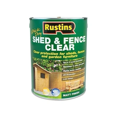Image of Rustins Shed &amp; Fence Clear 5L Advanced Wood Protector for Outdoor Structures