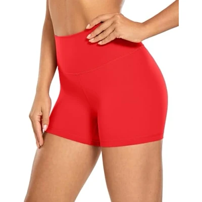 Image of CRZ Yoga Women&#039;s Naked Feeling 4&#039;&#039; Gym Shorts High Waisted Cycling Workout Running Spandex Deep Red 8