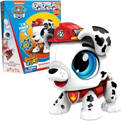 Image of Build a Bot: Paw Patrol Marshall Your Own Interactive Characters Easy Click &#039;n&#039; Create System 20+ Piece STEM Robot Kit For Kids Ages 3+