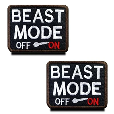 Image of Zcketo 2 Pieces Tactical Beast Mode On Military Embroidered Applique Hook &amp; Loop Funny Emblem Patch for Attach to Bags Jackets Clothes Caps Backpacks Vest Harness