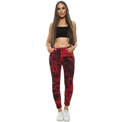 Image of True Face Womens Super Skinny Jeans Pencil Fit High Waisted Denim Stretchy Ladies Pants Red UK 10