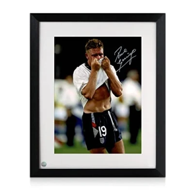 Image of Exclusive Memorabilia Paul Gascoigne Signed England Photo: Gazza&#039;s Tears. Framed