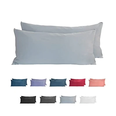 Image of Komfortec 100% cotton cushion covers, set of 2, 40 x 80 cm, super soft premium jersey pillowcase, 150 g/m², cover, grey