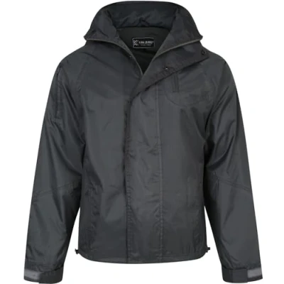 Image of KAM Waterproof Rain Jacket Zip Pockets Hooded Lightweight Slate Olive Plus Size Mens 2XL 8XL KVSKV01 (UK, Alpha, 5XL, Plus, Regular, Slate)