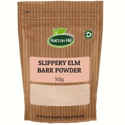 Image of Slippery Elm Bark Powder 50g by Hatton Hill Eases Discomfort, Soothes Digestion &amp; Upset Stomach, Helps Soothe The Throat and Coughing,