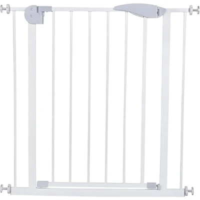 Image of Zanbeel Baby Safety Gate Pet Dog Barrier Auto Close Stair Pressure Fit Child for Stairs &amp; Doorways Easy Install Toddler (White,Grey 75 82 cm)