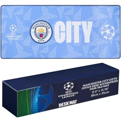 Image of Manchester City F.C. Mouse Mat Large Desk Gaming PC Keyboard Laptop Pad 80 x 35cm Protector Non Slip Home Office Accessories Football Gifts