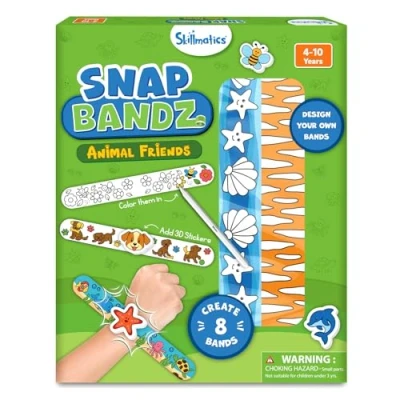 Image of Skillmatics Craft Activity Snap Bandz, Animals, DIY Jewelry Art &amp; Activity, Mess Free, Creative Kit, 8 Bands (8.6&quot;), Gifts for Boys Girls Ages 4, 5, 6, 7, 8, 9, 10