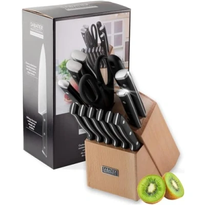 Image of Sabatier Professional 13 Piece Beech Wood Knife Block Set